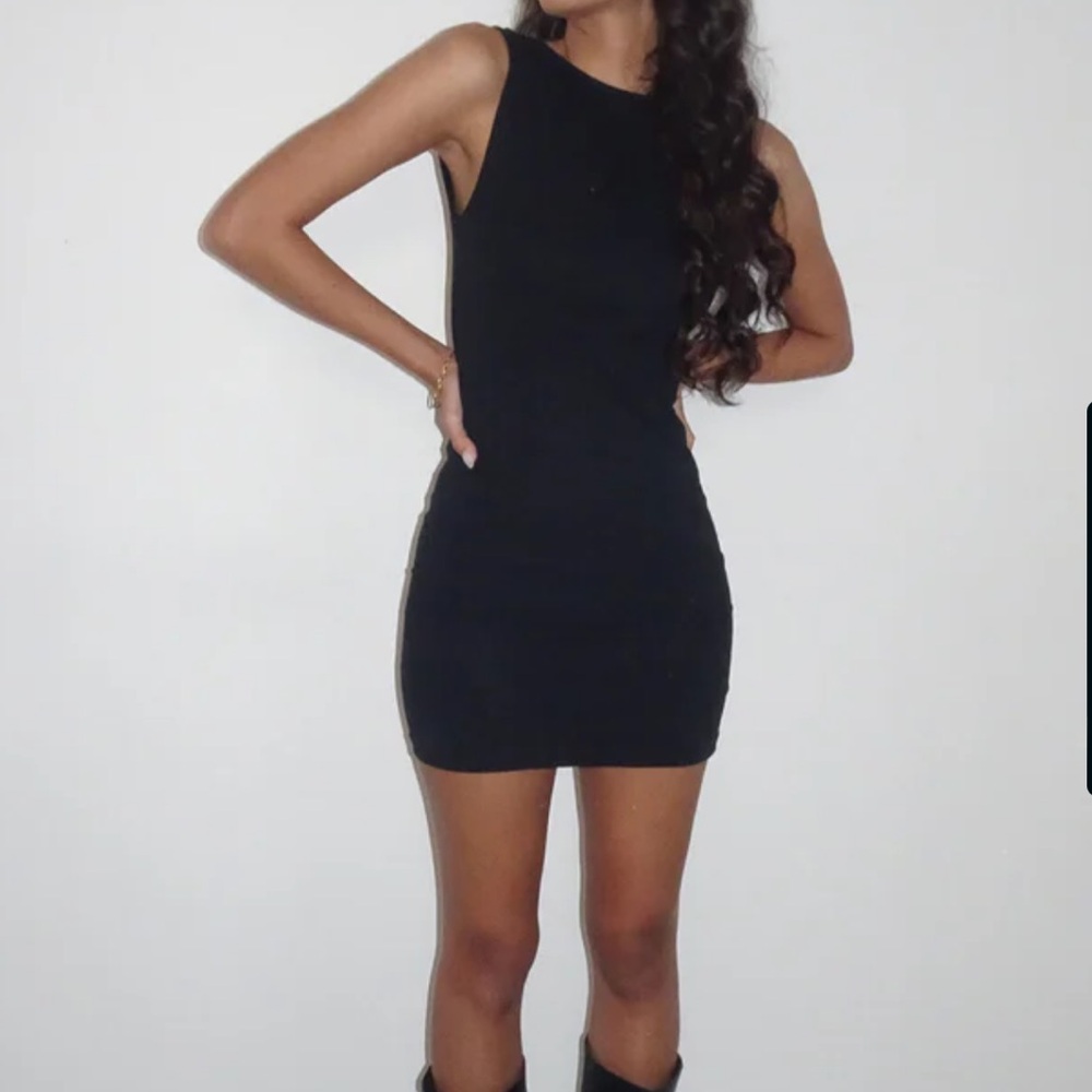 Motel Slony Low Back Mini Dress In Black Lycra Sz: Small NWOT